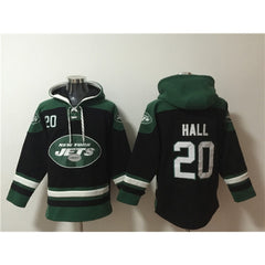 Men's New York Jets #20 Breece Hall Black Ageless Must-Have Lace-Up Pullover Hoodie 