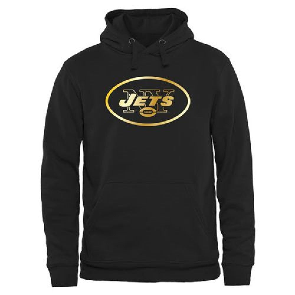 Men's New York Jets Pro Line Black Gold Collection Pullover Hoodie 
