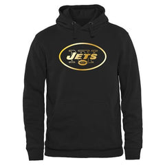 Men's New York Jets Pro Line Black Gold Collection Pullover Hoodie 