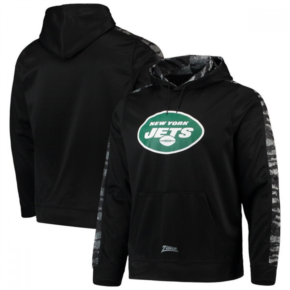 Men's New York Jets Zubaz Black Tonal Oxide Pullover Hoodie 