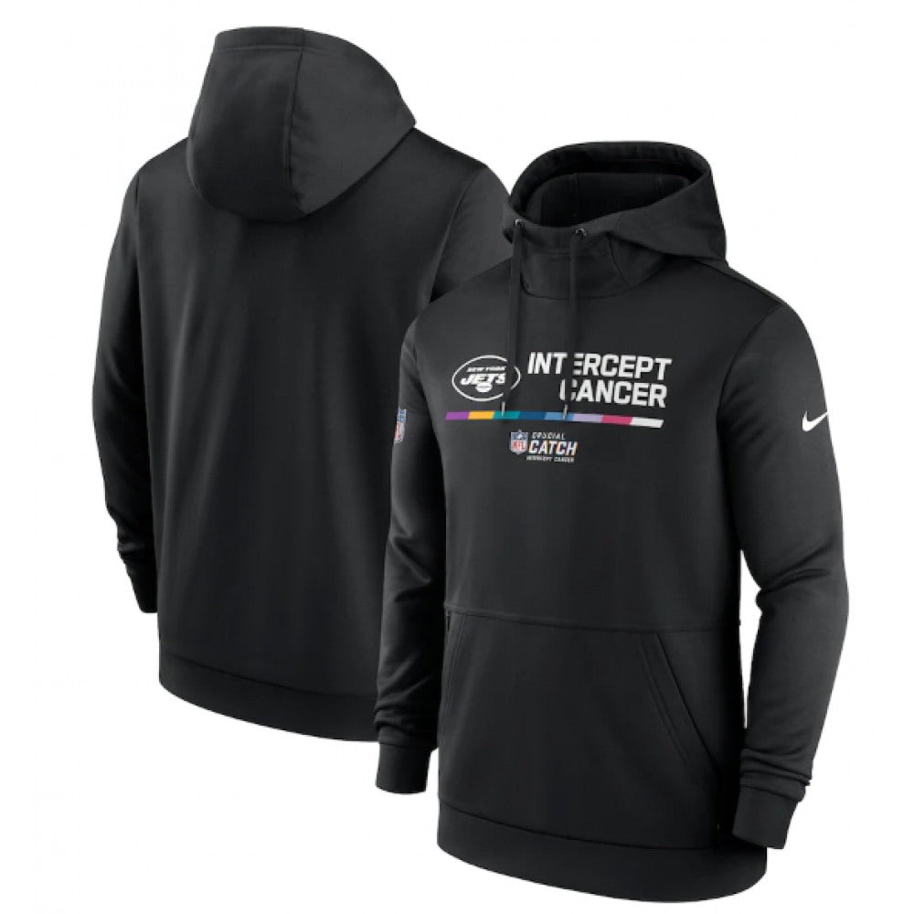 Men's New York Jets 2022 Black Crucial Catch Therma Performance Pullover Hoodie 