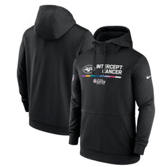 Men's New York Jets 2022 Black Crucial Catch Therma Performance Pullover Hoodie 