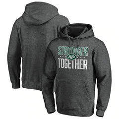 Men's New York Jets Heather Charcoal Stronger Together Pullover Hoodie 