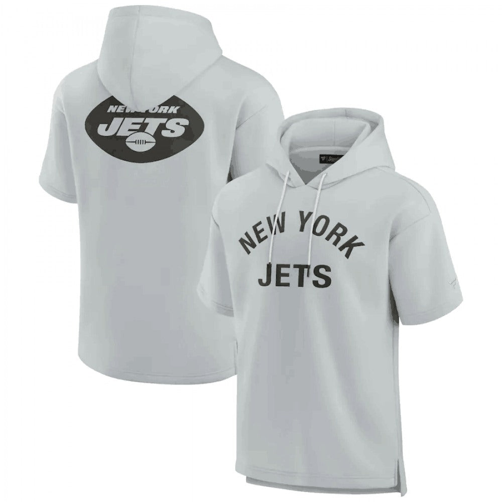 Men's New York Jets Gray Super Soft Fleece Short Sleeve Hoodie 