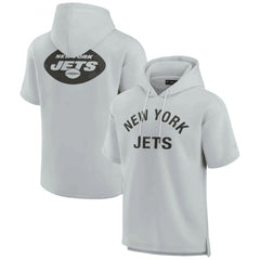 Men's New York Jets Gray Super Soft Fleece Short Sleeve Hoodie 