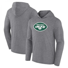 Men's New York Jets Heather Gray Primary Logo Long Sleeve Hoodie T-Shirt 