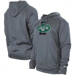 Men's New York Jets Gray New Era Training Camp Raglan Pullover Hoodie 