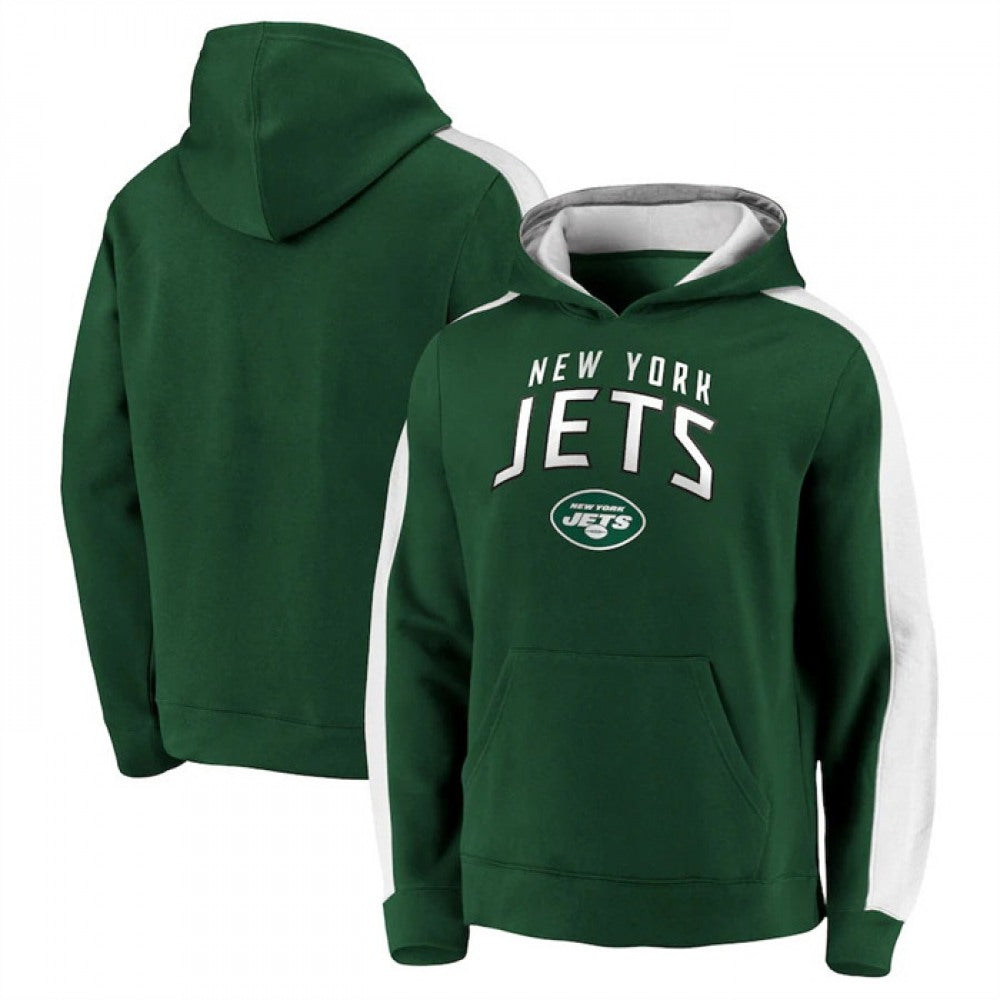 Men's New York Jets Green Game Time Arch Pullover Hoodie 