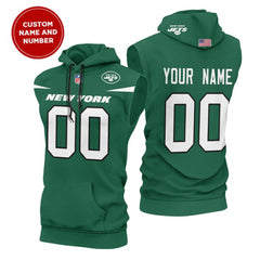 Men's New York Jets Customized Green Limited Edition Sleeveless Hoodie 