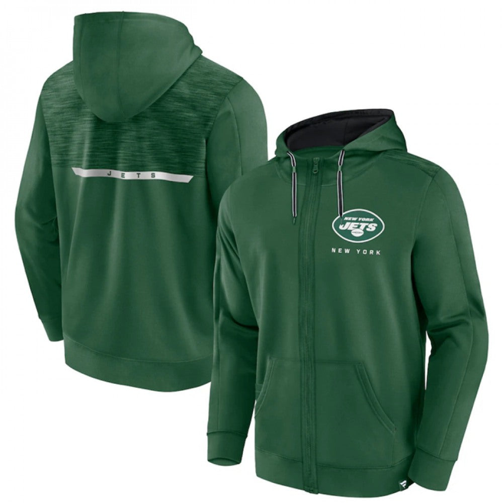Men's New York Jets Green Defender Evo Full-Zip Hoodie 