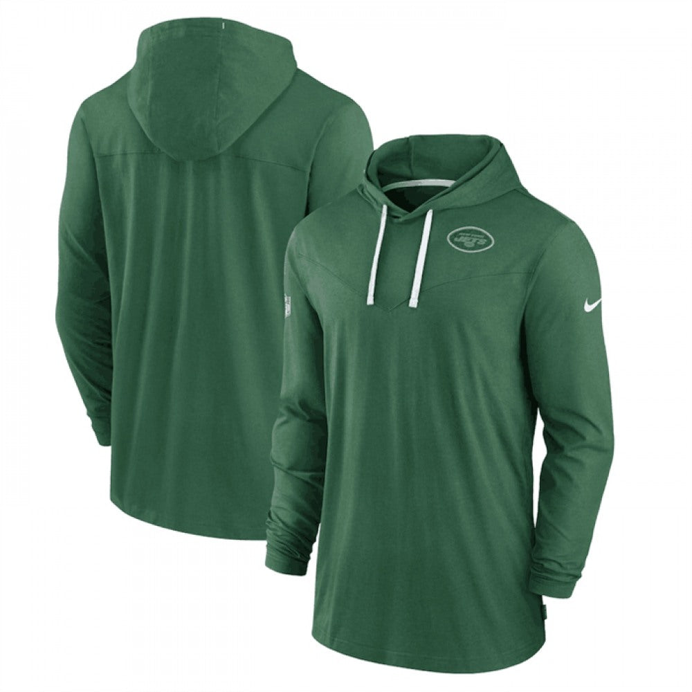Men's New York Jets Green Sideline Pop Performance Pullover Long Sleeve Hoodie T-Shirt 