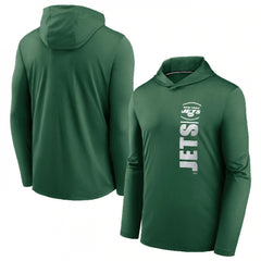 Men's New York Jets Green Fan Gear Team Stack Hoodie Performance Long Sleeve T-Shirt 