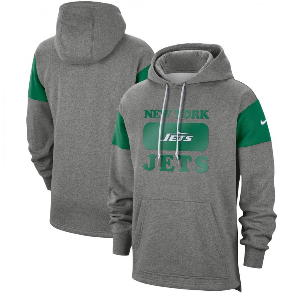 Men's New York Jets 2019 Grey Fan Gear Historic Pullover Hoodie 