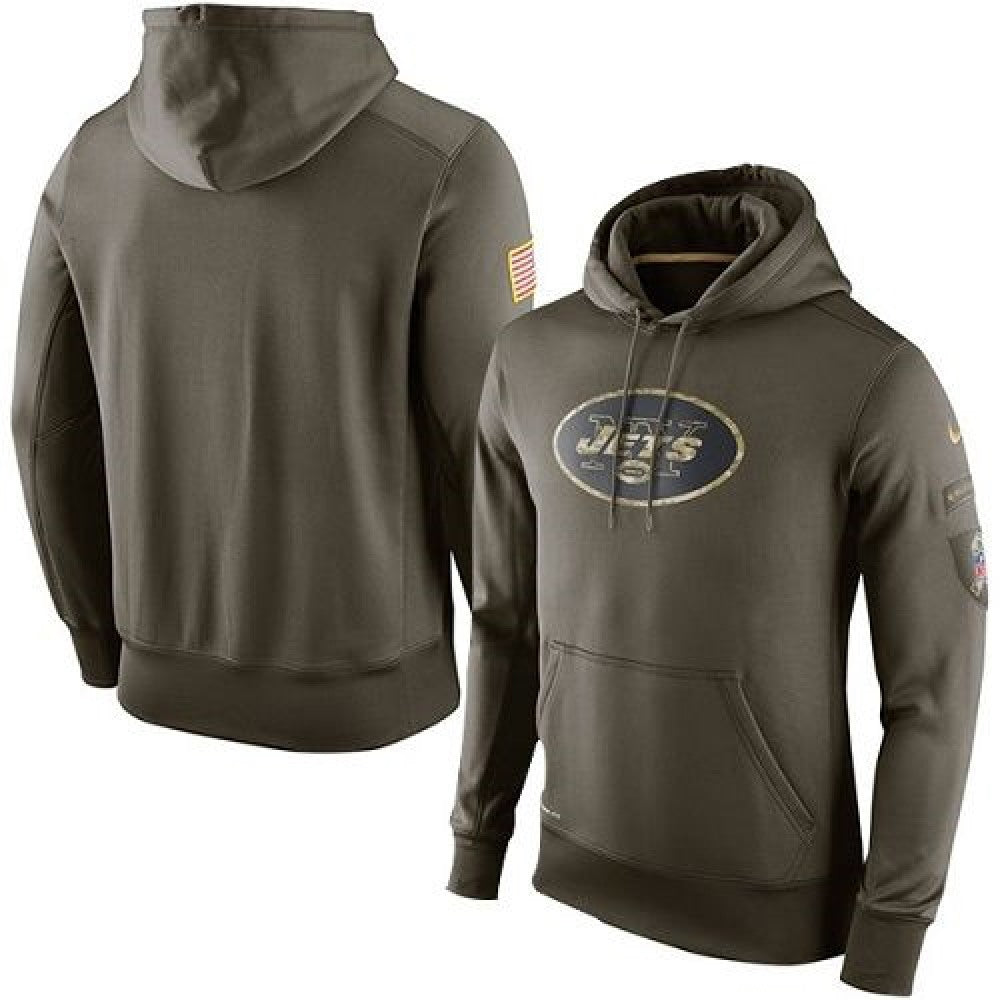 Men's New York Jets Olive Salute To Service KO Performance Hoodie 