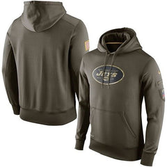 Men's New York Jets Olive Salute To Service KO Performance Hoodie 