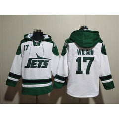 Men's New York Jets #17 Garrett Wilson White Ageless Must-Have Lace-Up Pullover Hoodie 