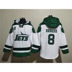Men's New York Jets #8 Aaron Rodgers White Ageless Must-Have Lace-Up Pullover Hoodie 