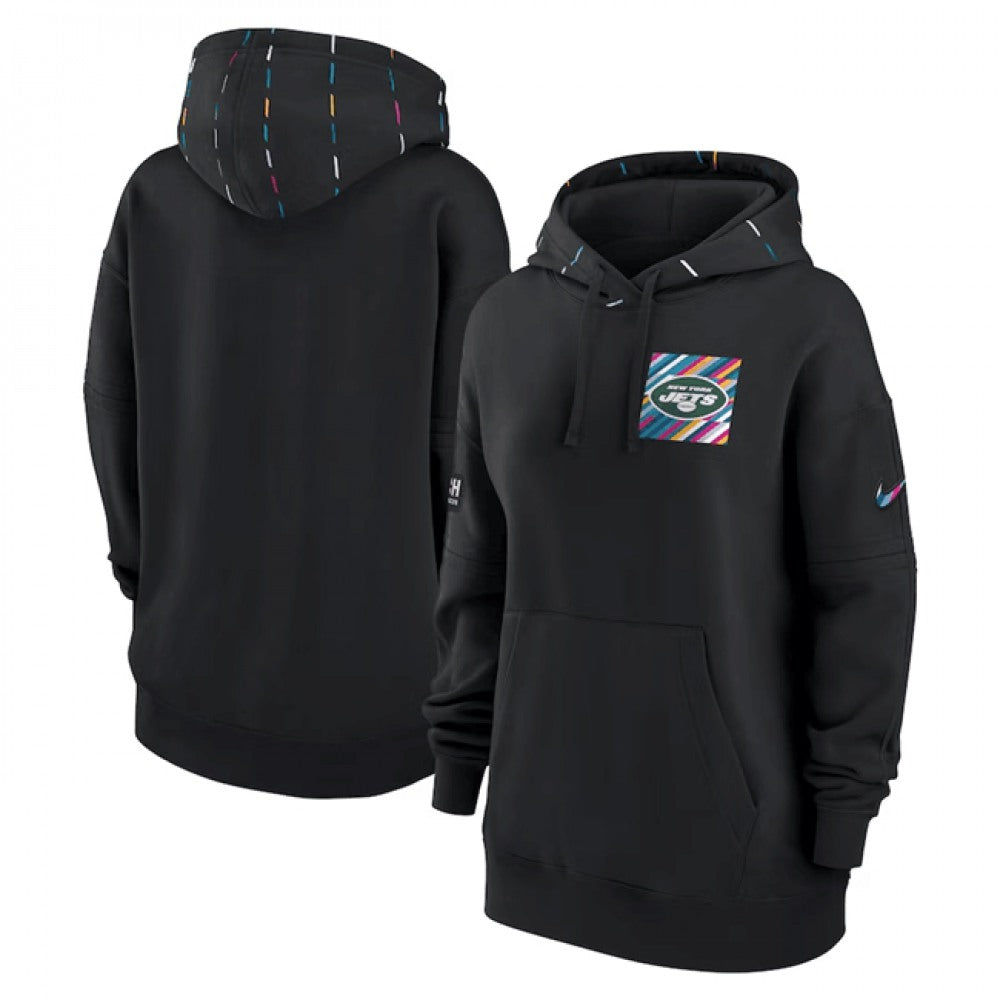 Women's New York Jets Black 2023 Crucial Catch Club Pullover Hoodie(Run Small) 