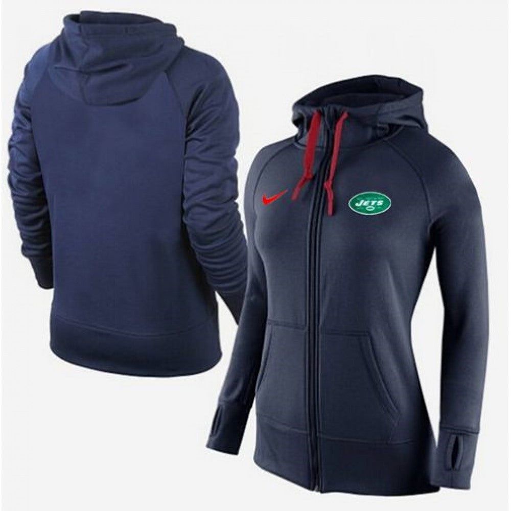 Women's New York Jets Full-Zip Performance Hoodie Dark Blue 