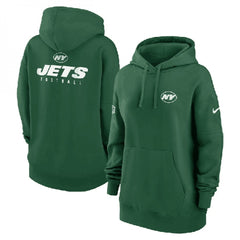 Women's New York Jets Green Sideline Club Fleece Pullover Hoodie(Run Small) 