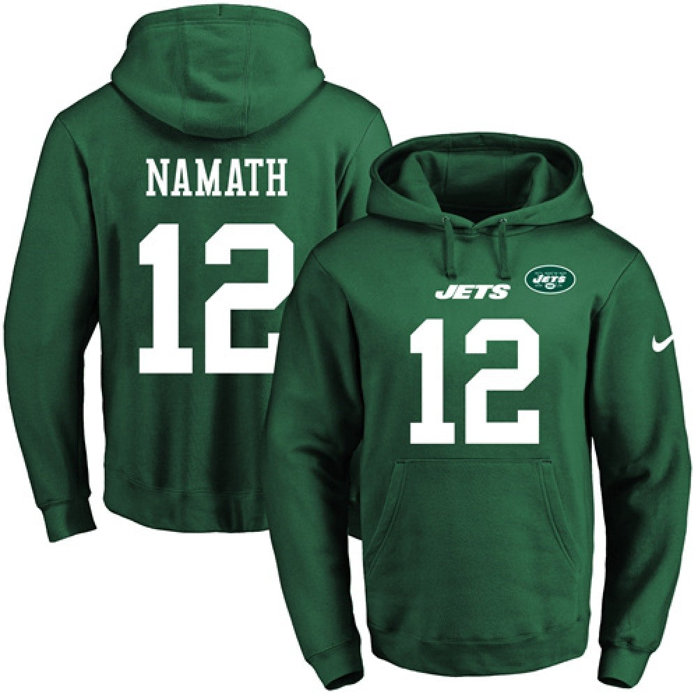 Jets #12 Joe Namath Green Name & Number Pullover NFL Hoodie 