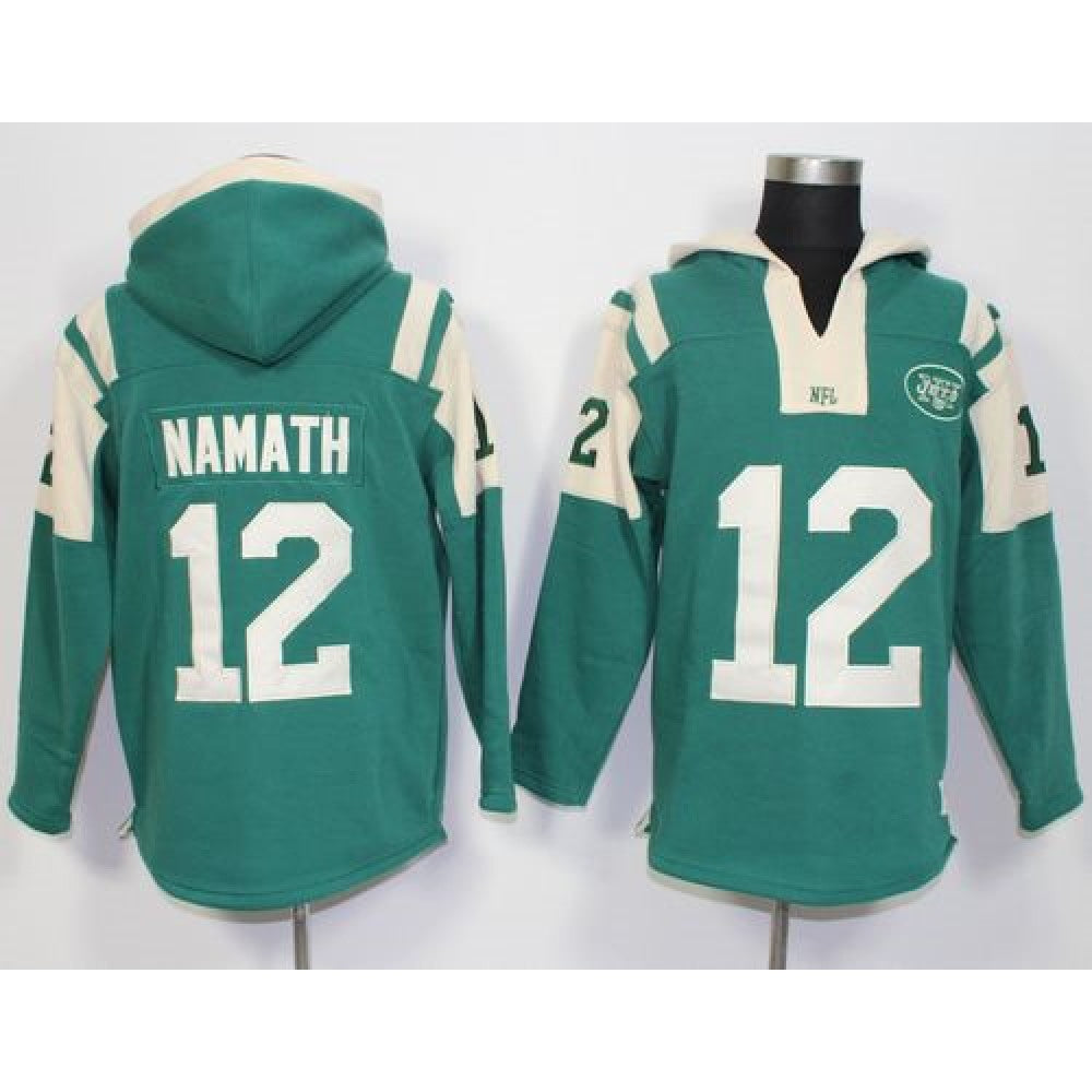 New York Jets #12 Joe Namath Green Player Winning Method Pullover NFL Hoodie 
