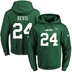 Jets #24 Darrelle Revis Green Name & Number Pullover NFL Hoodie 