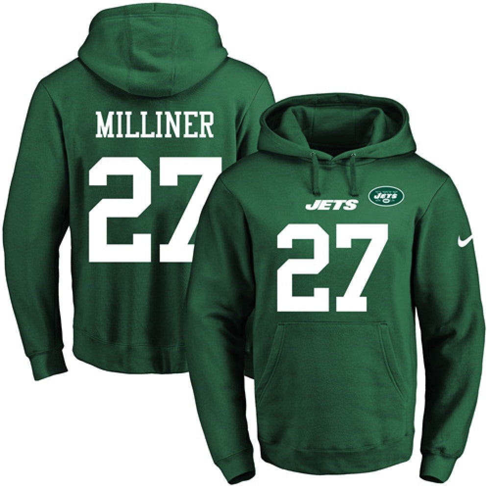 Jets #27 Dee Milliner Green Name & Number Pullover NFL Hoodie 