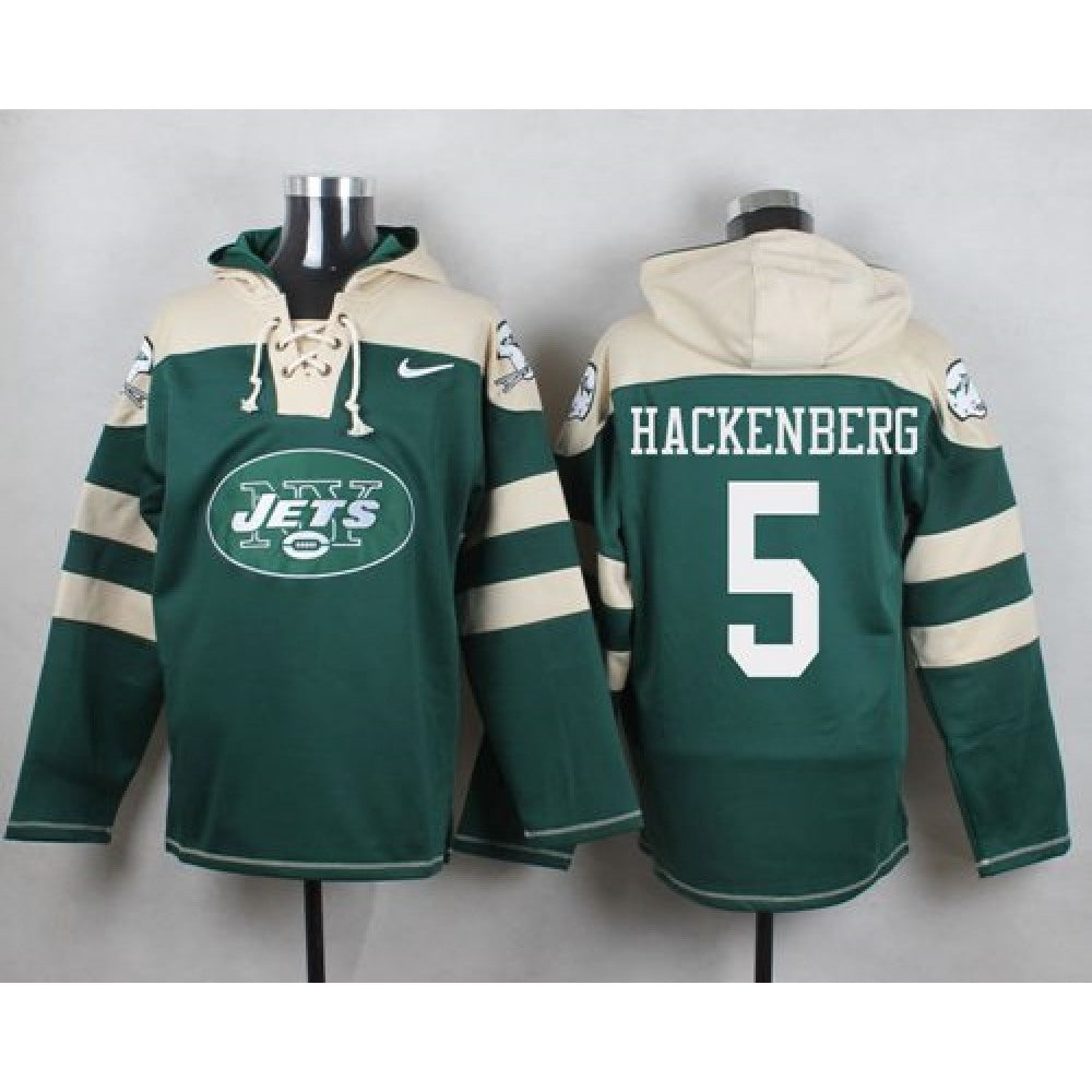 Jets #5 Christian Hackenberg Green Player Pullover NFL Hoodie 
