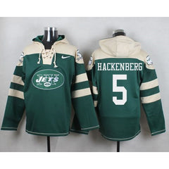 Jets #5 Christian Hackenberg Green Player Pullover NFL Hoodie 