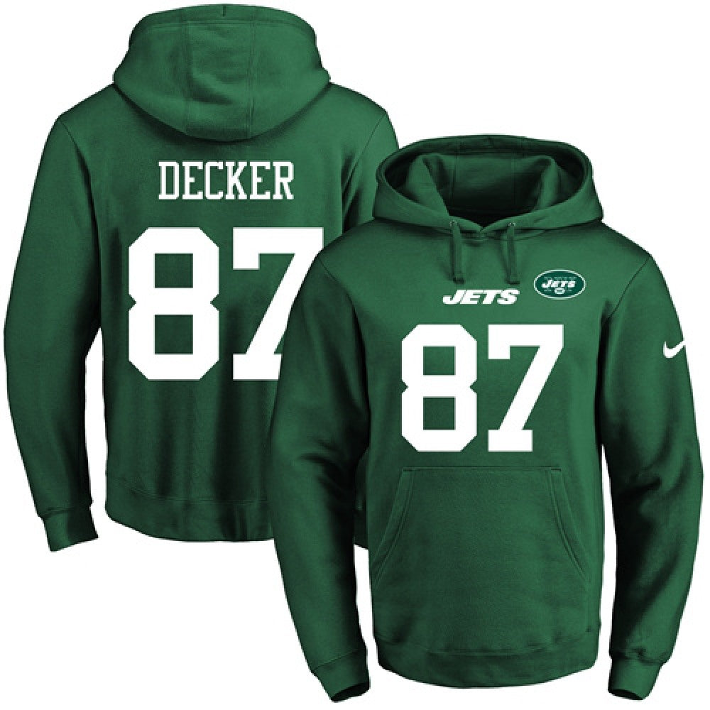 Jets #87 Eric Decker Green Name & Number Pullover NFL Hoodie 