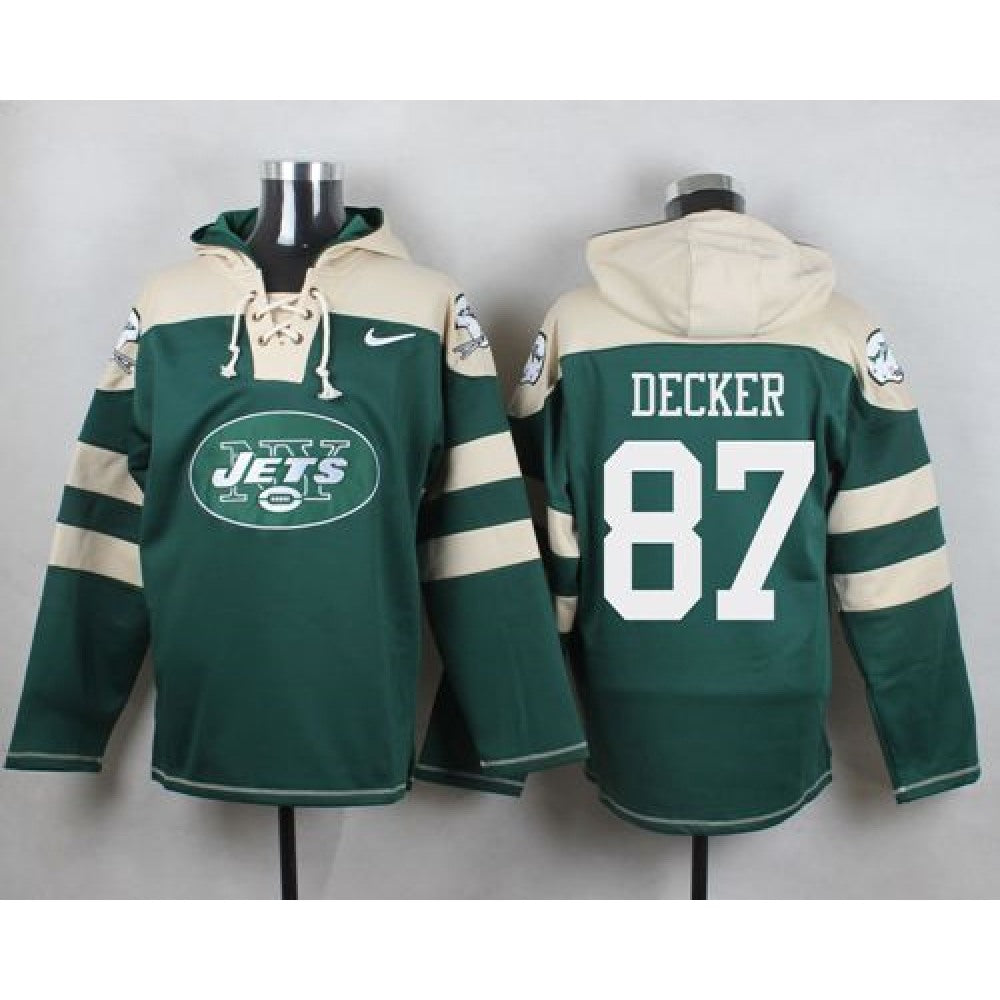Jets #87 Eric Decker Green Player Pullover NFL Hoodie 