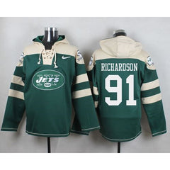 Jets #91 Sheldon Richardson Green Player Pullover NFL Hoodie 
