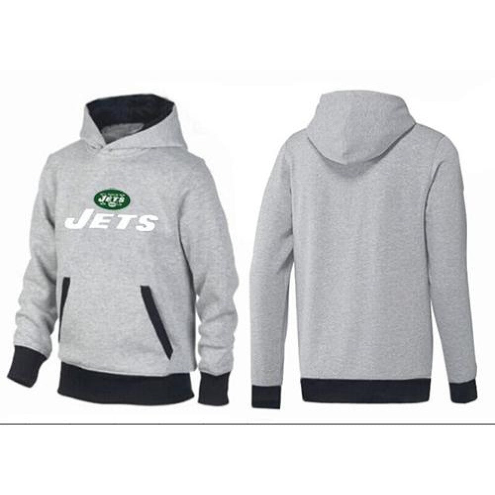 New York Jets Authentic Logo Pullover Hoodie Grey & Black 