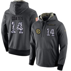 NFL Men's Pittsburgh Steelers #14 Sammie Coates Stitched Black Anthracite Salute to Service Player Performance Hoodie 