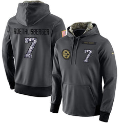 NFL Men's Pittsburgh Steelers #7 Ben Roethlisberger Stitched Black Anthracite Salute to Service Player Performance Hoodie 