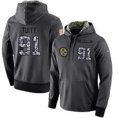 NFL Men's Pittsburgh Steelers #91 Stephon Tuitt Stitched Black Anthracite Salute to Service Player Performance Hoodie 