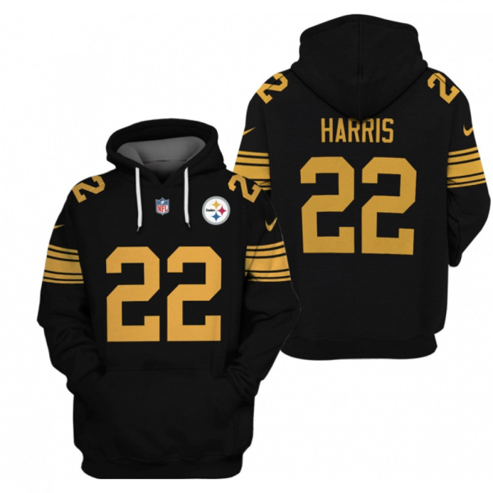 Men's Pittsburgh Steelers #22 Najee Harris 2021 Black Pullover Hoodie 