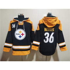 Men's Pittsburgh Steelers #36 Jerome Bettis Black Ageless Must-Have Lace-Up Pullover Hoodie 