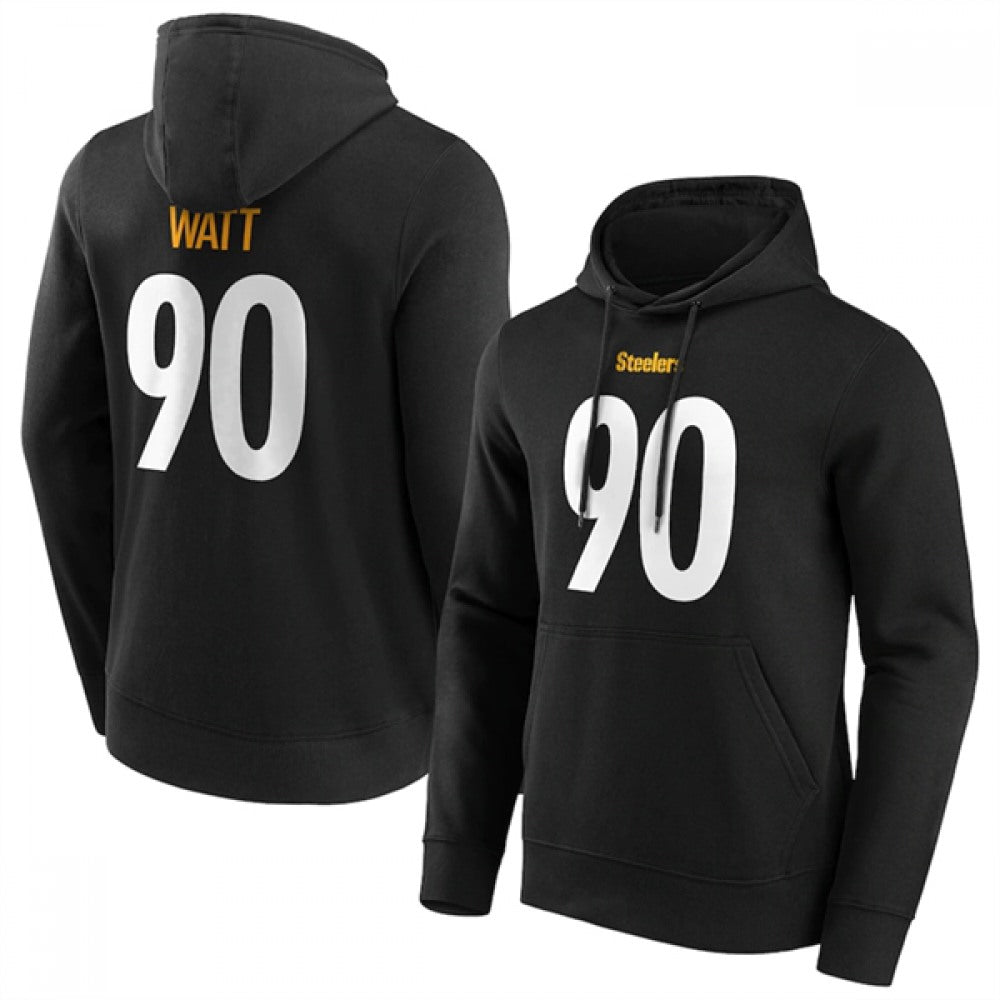 Men's Pittsburgh Steelers #90 T.J. Watt Black Hoodie 