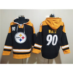 Men's Pittsburgh Steelers #90 T.J. Watt Black Ageless Must-Have Lace-Up Pullover Hoodie 