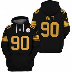 Men's Pittsburgh Steelers #90 T.J. Watt 2021 Black Pullover Hoodie 