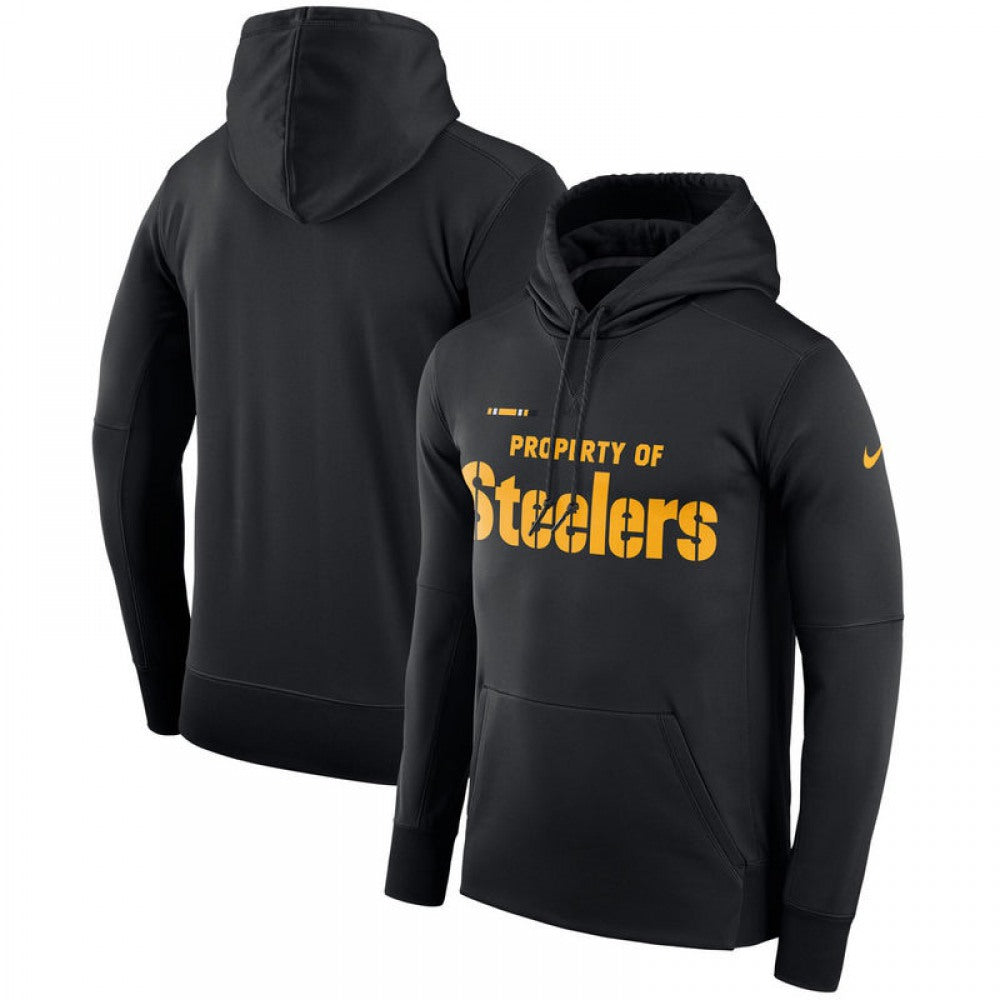 Men's Pittsburgh Steelers Black Sideline Property Of Performance Pullover Hoodie 