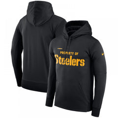 Men's Pittsburgh Steelers Black Sideline Property Of Performance Pullover Hoodie 