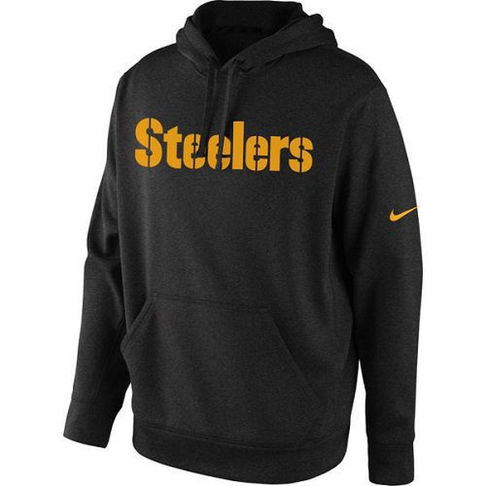 Men's Pittsburgh Steelers Black KO Wordmark Performance Hoodie 