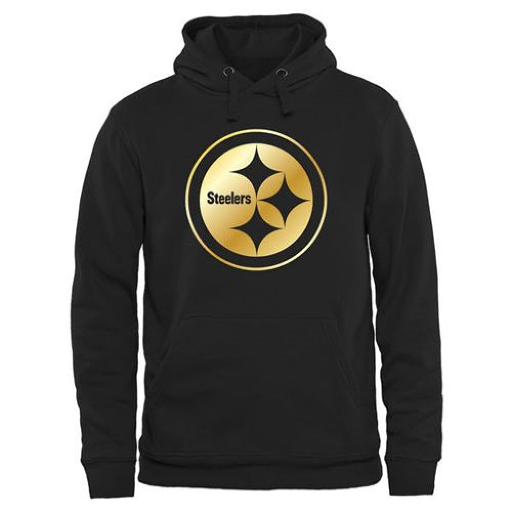 Men's Pittsburgh Steelers Pro Line Black Gold Collection Pullover Hoodie 