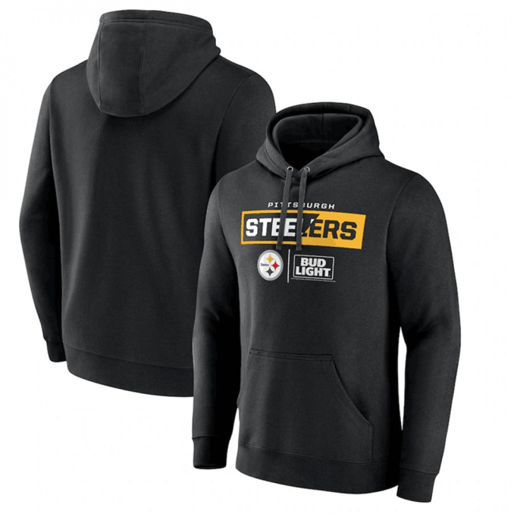 Men's Pittsburgh Steelers Black x Bud Light Pullover Hoodie 