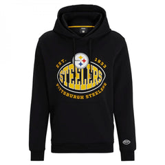 Men's Pittsburgh Steelers Black BOSS X Touchback Pullover Hoodie 