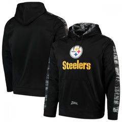 Men's Pittsburgh Steelers Zubaz Black Tonal Oxide Pullover Hoodie 
