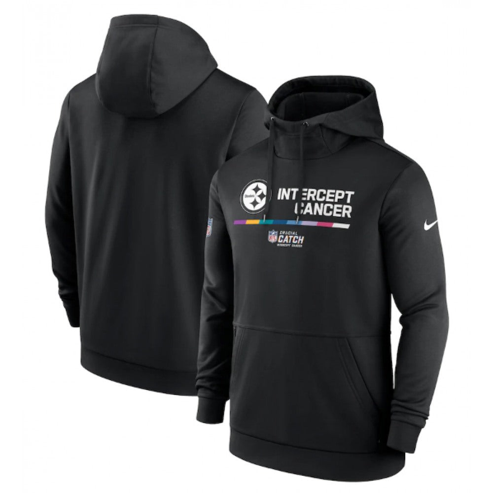 Men's Pittsburgh Steelers 2022 Black Crucial Catch Therma Performance Pullover Hoodie 